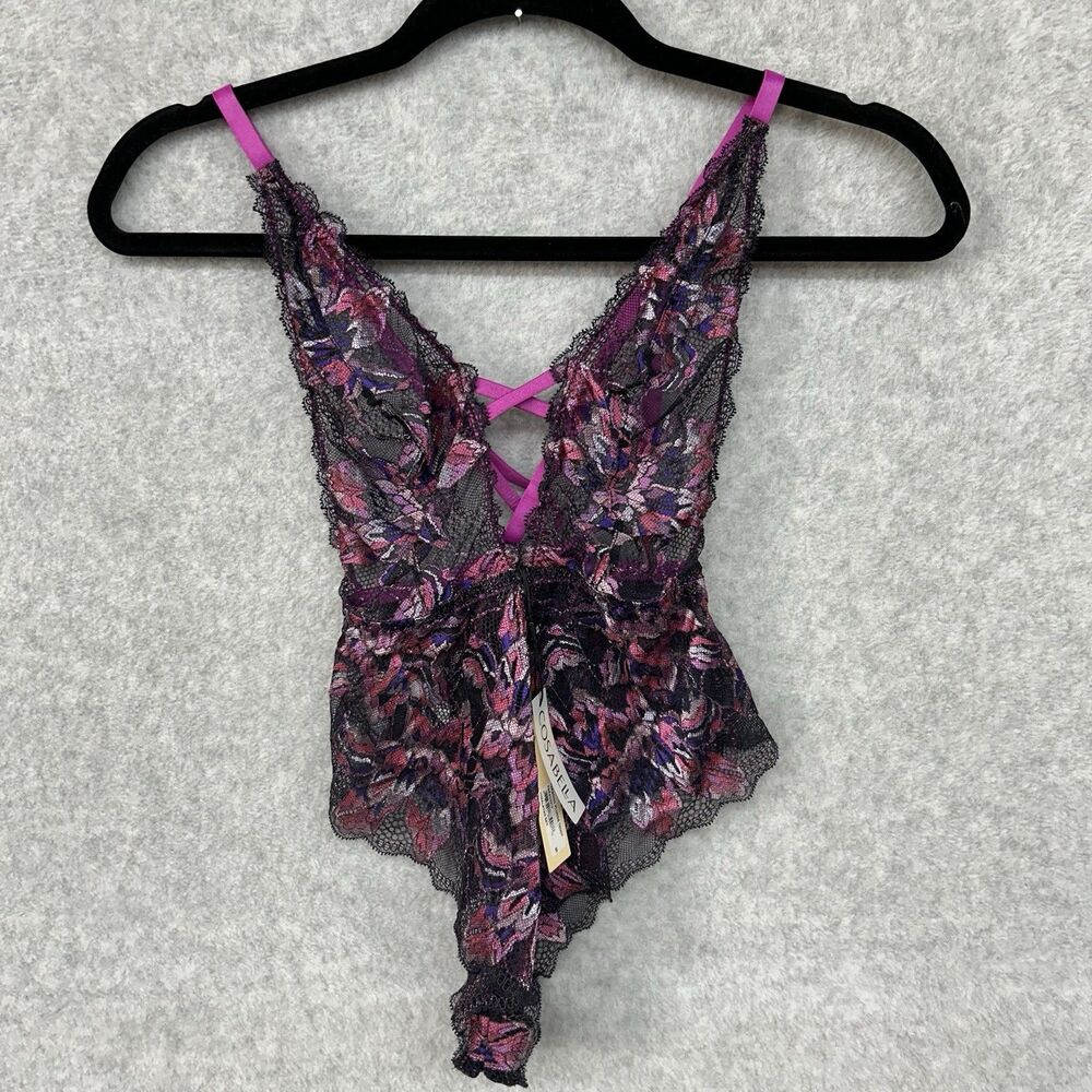 Cosabella  Himalayan Sky Teddy Bodysuit Purple Women's Size S Wireless Floral